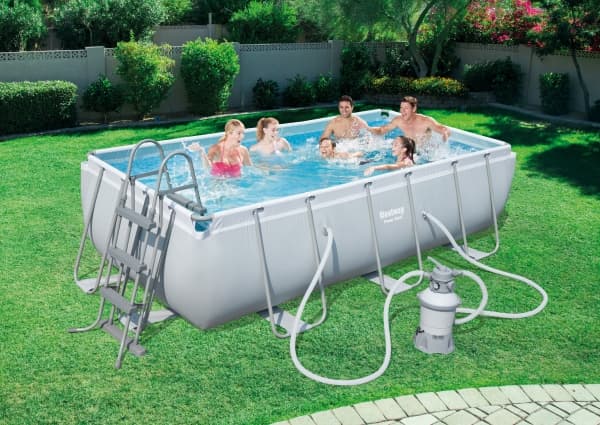 Bestway Power Steel 56442, 6478 l, Innrammet basseng, Stige, Blå, Grå, 66,9 kg