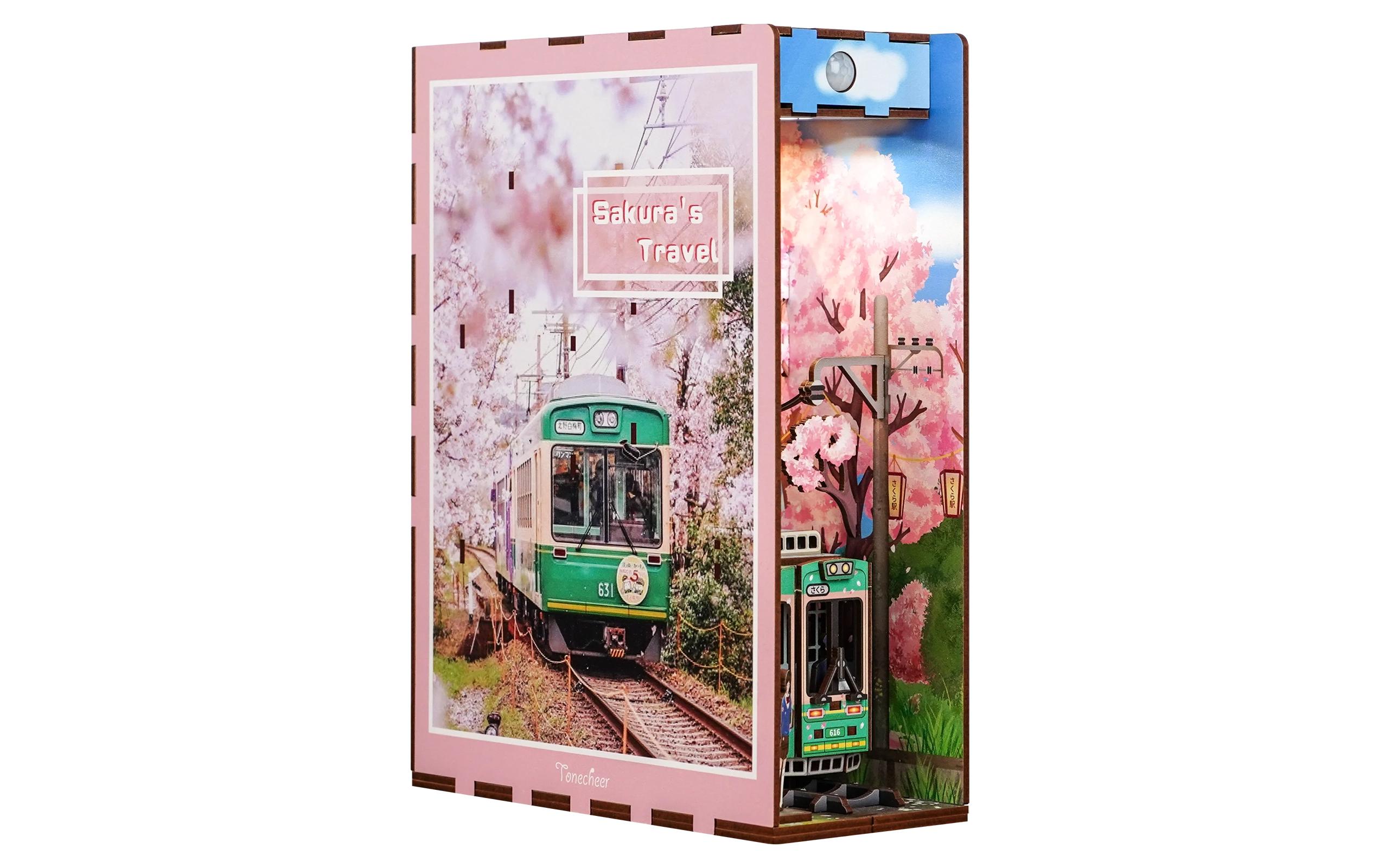 Bausatz Book Nook Sakura's Travel3D-Modell aus lasergeschnittenen Holzteilen