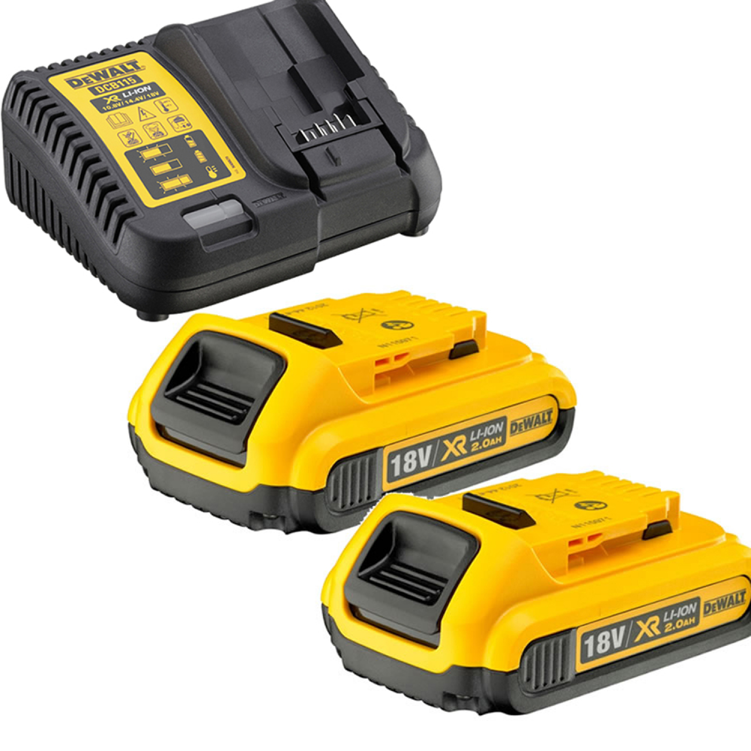 DeWALT DCB115D2 18V Li-Ion accu starterset (2x 2.0Ah)   lader
