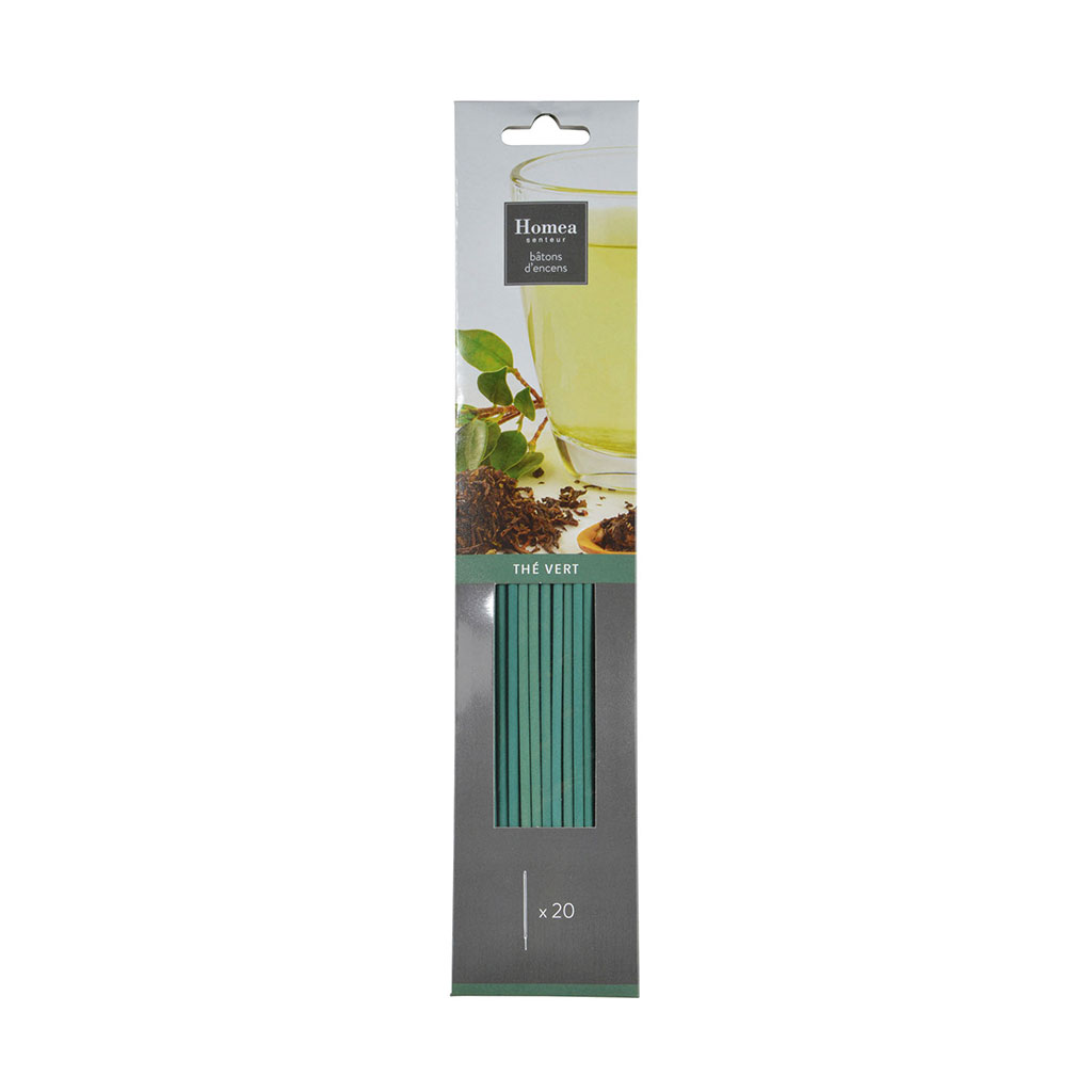 Lot de 20 bâtons d'encens thé vert 25.5cm