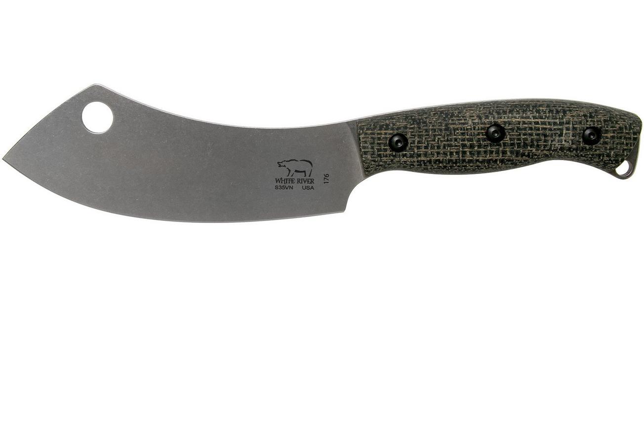 White River Knives Camp Cleaver Black Burlap Micarta kampeermes