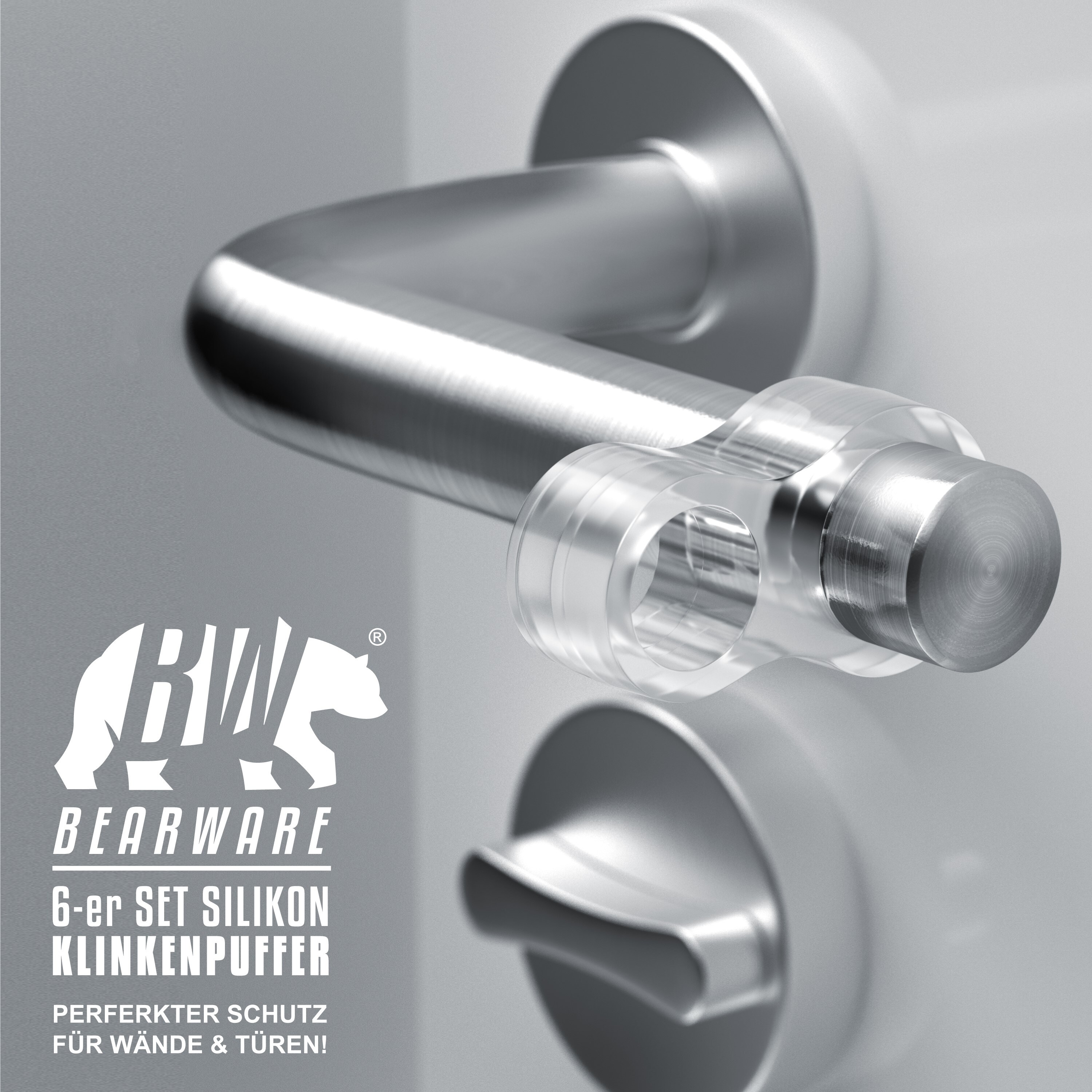BEARWARE Türklinkenpuffer Twin 6er Set Türgriffpuffer, Türstopper, Stoßfänger 25 x 45 mm