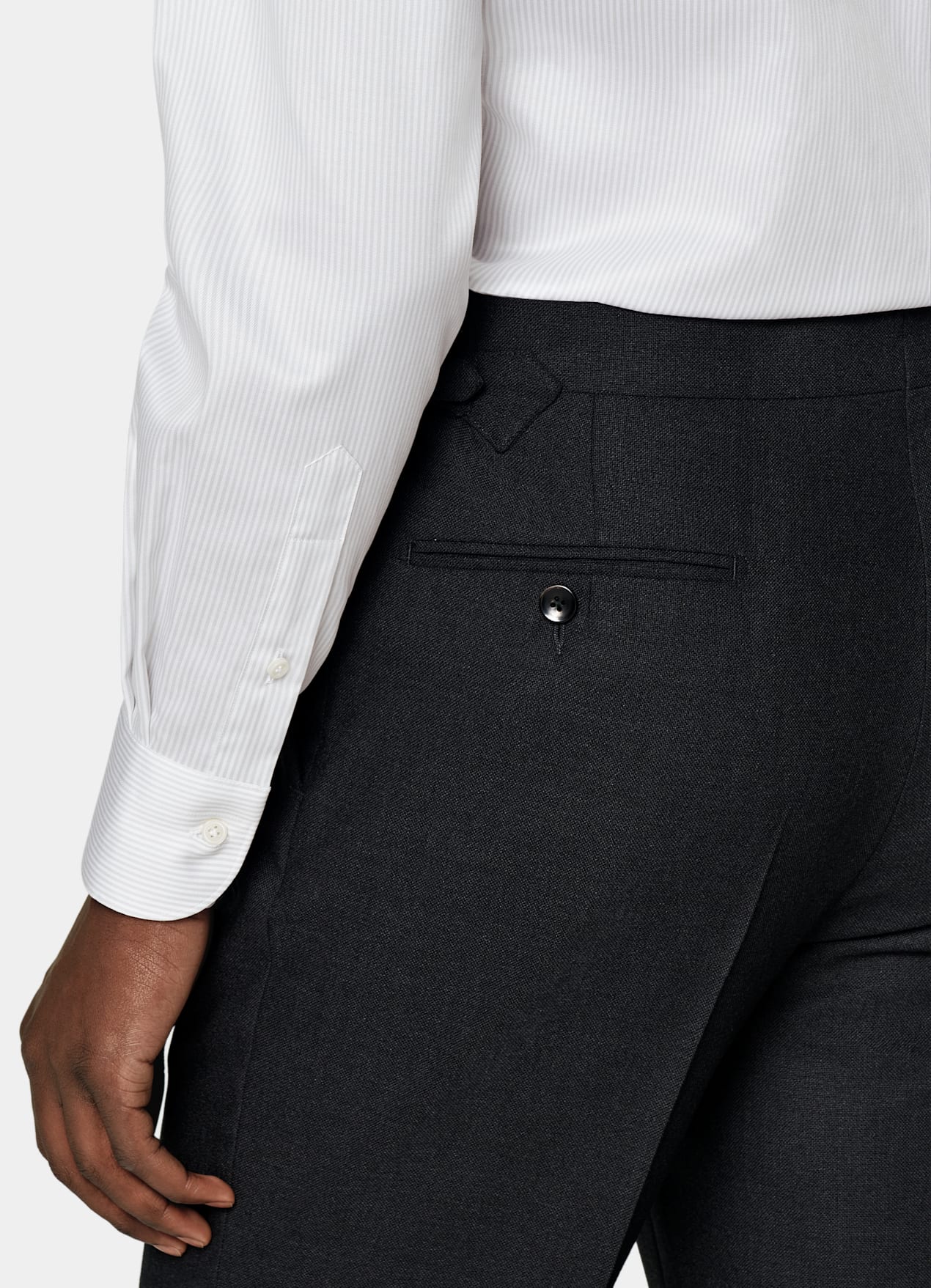 Chemise coupe ajustée en twill gris clair à rayures