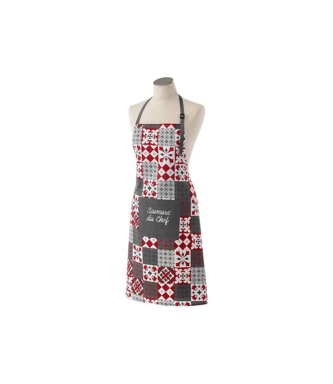 Tablier de Cuisine Credence 84cm Gris & Rouge