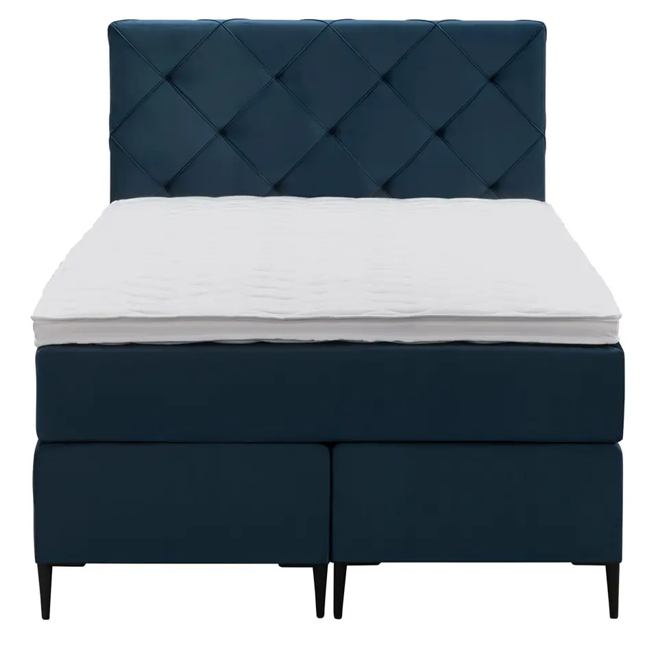 Boxspring Liv geruit - blauw - 120x200 cm - slanke poot
