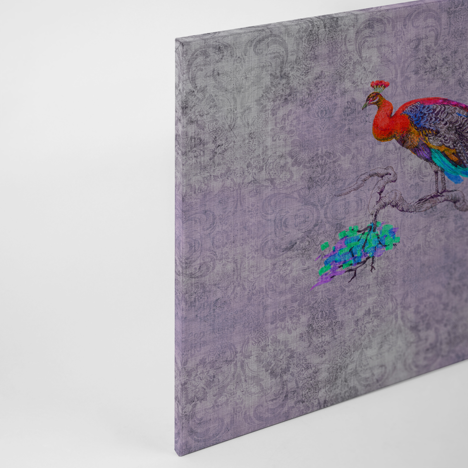 Leinwandbild PFAU - lila-rot - 90x60 cm