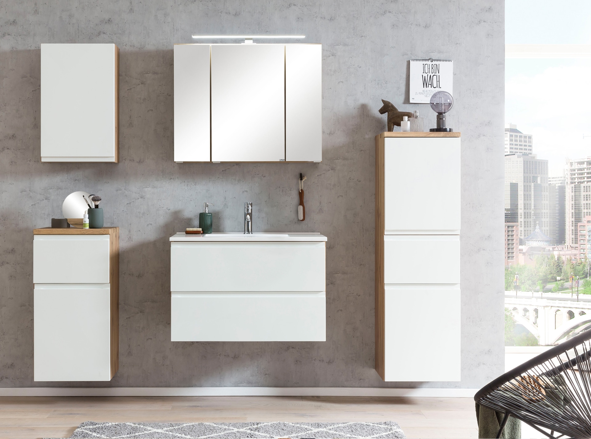 Midischrank Gent weiß/braun B/H/T 40x130x35 cm