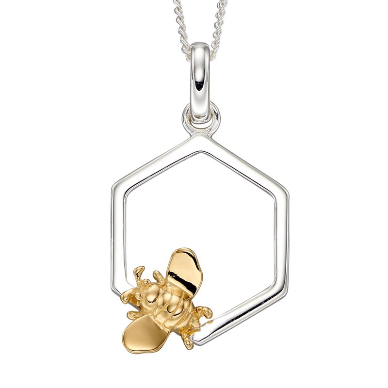 Collier abeille plaqué or en argent 925/1000
