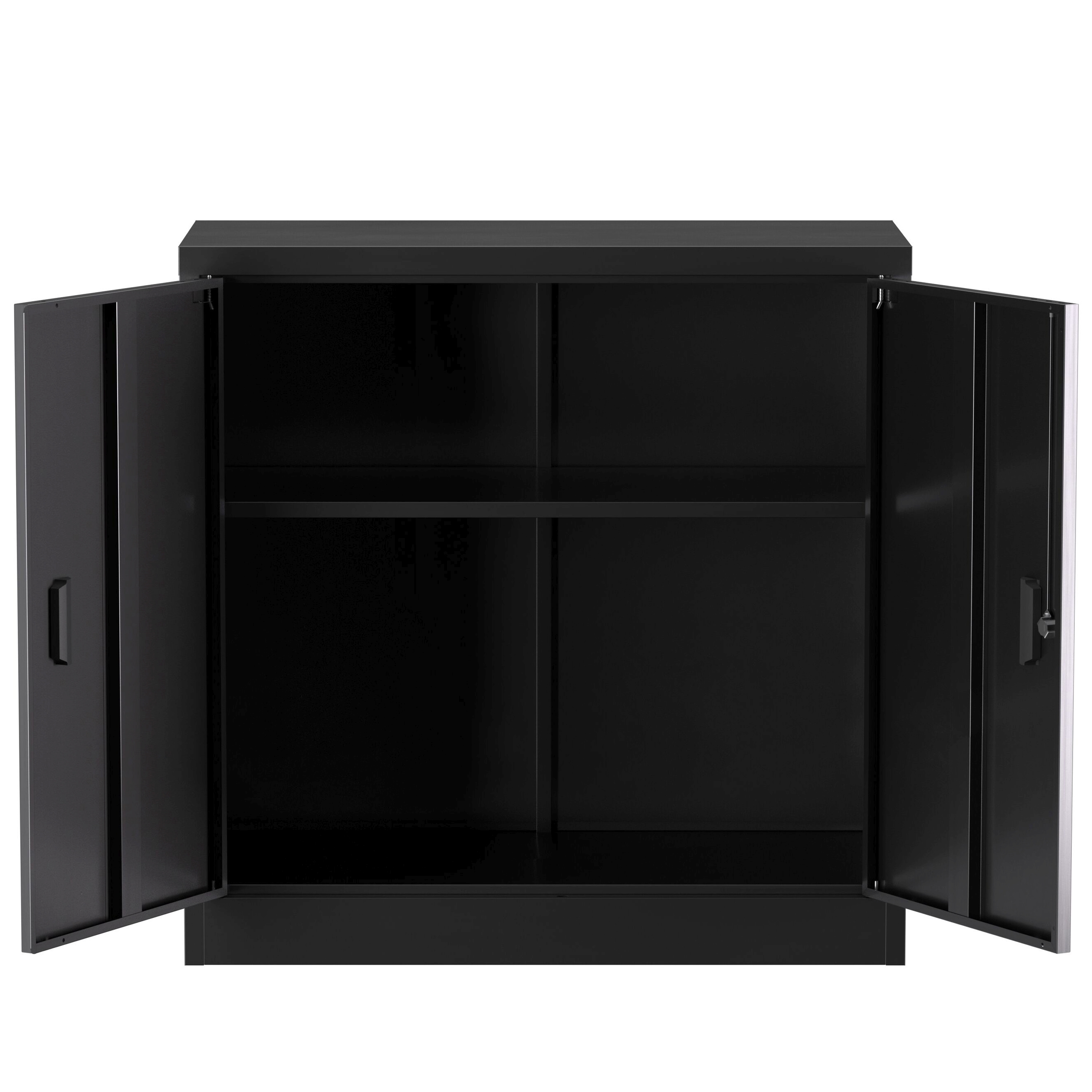 Aktenschrank mit 2 Böden 90 x 90 cm schwarz