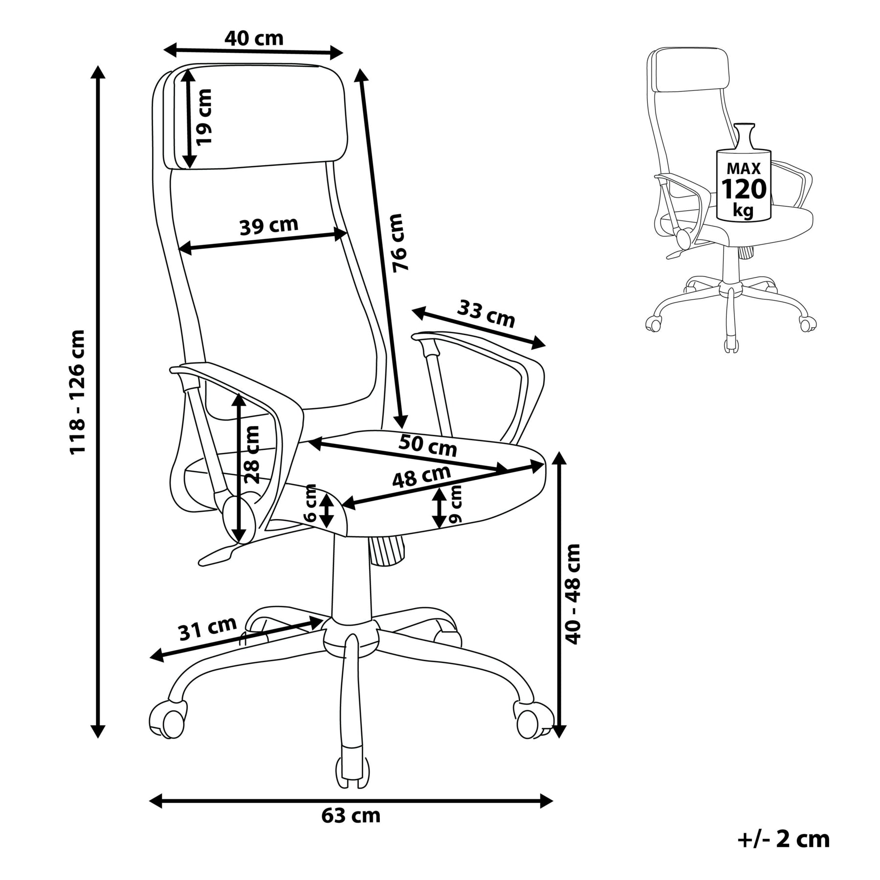 Beliani - PIONEER - Bureaustoel - Donkergrijs - Polyester
