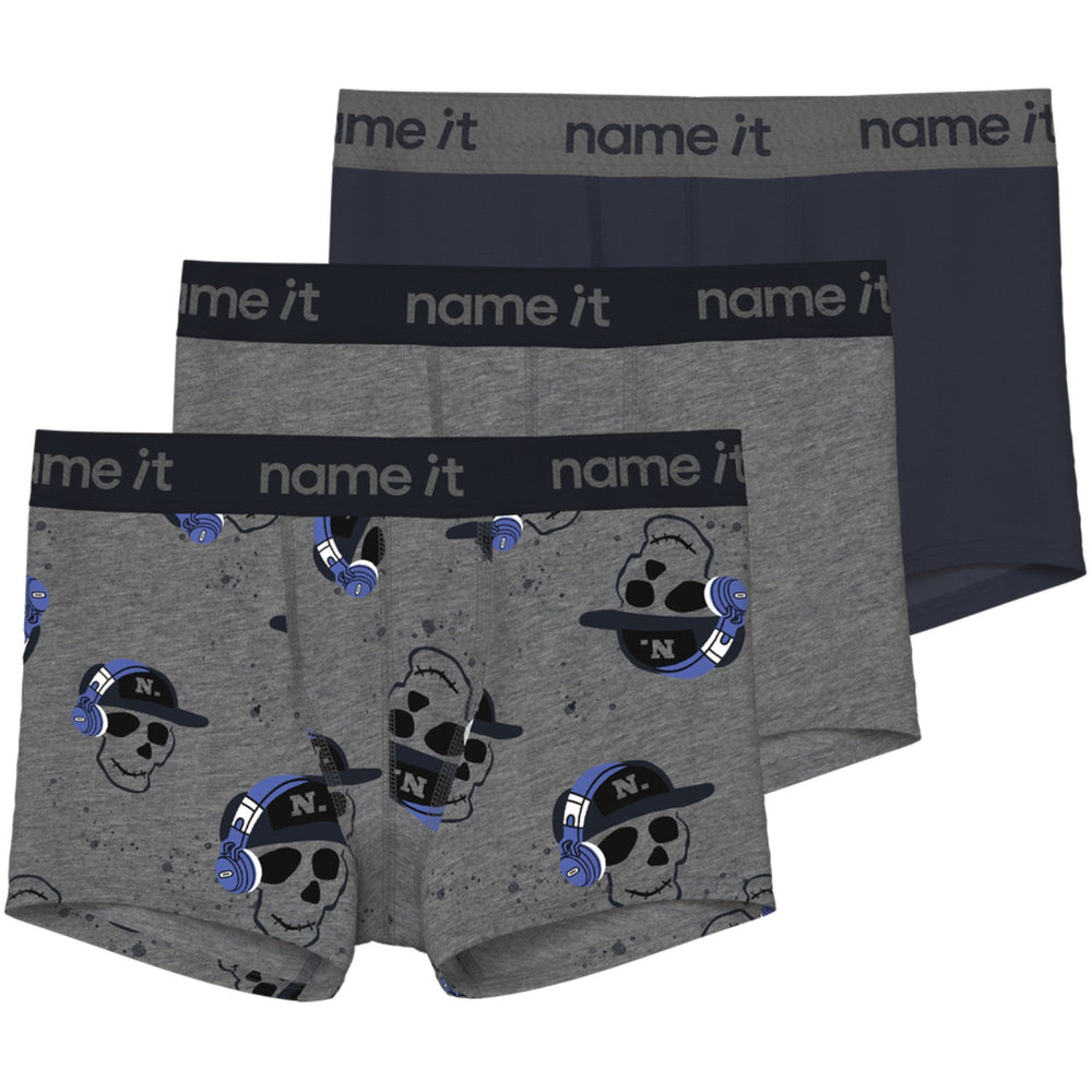 Køb Name It Dark Grey Melange Nkmboxer 3P Dark Grey Mel Skull Noos