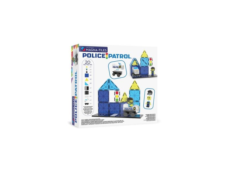 Magna-Tiles Police Patrol 20 Teile Einsatz- und Bau-Set mit 20 magnetischen Teilen