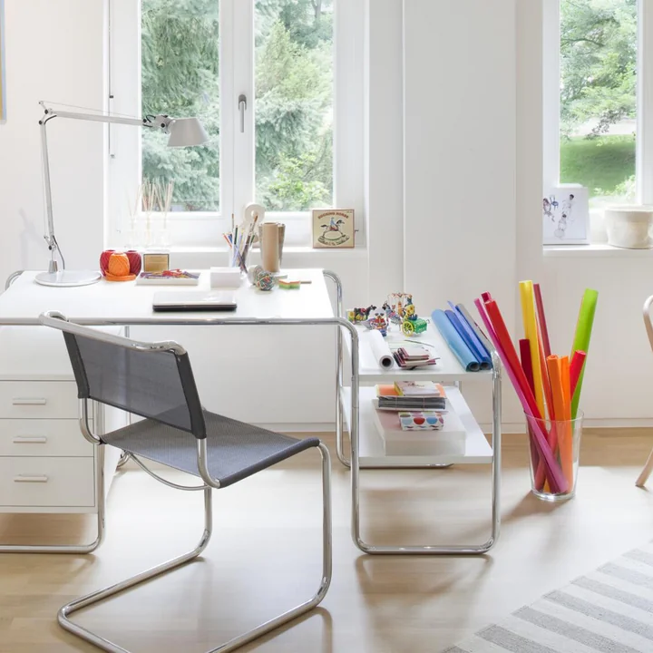 Thonet - S 33 Stuhl, Chrom / Büffelleder braun