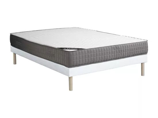 Ensemble 140 x 190 cm sommier tapissier + matelas mousse et accueil mémoire de forme 11 zones ép.22cm - DANEVO de YSMÉE