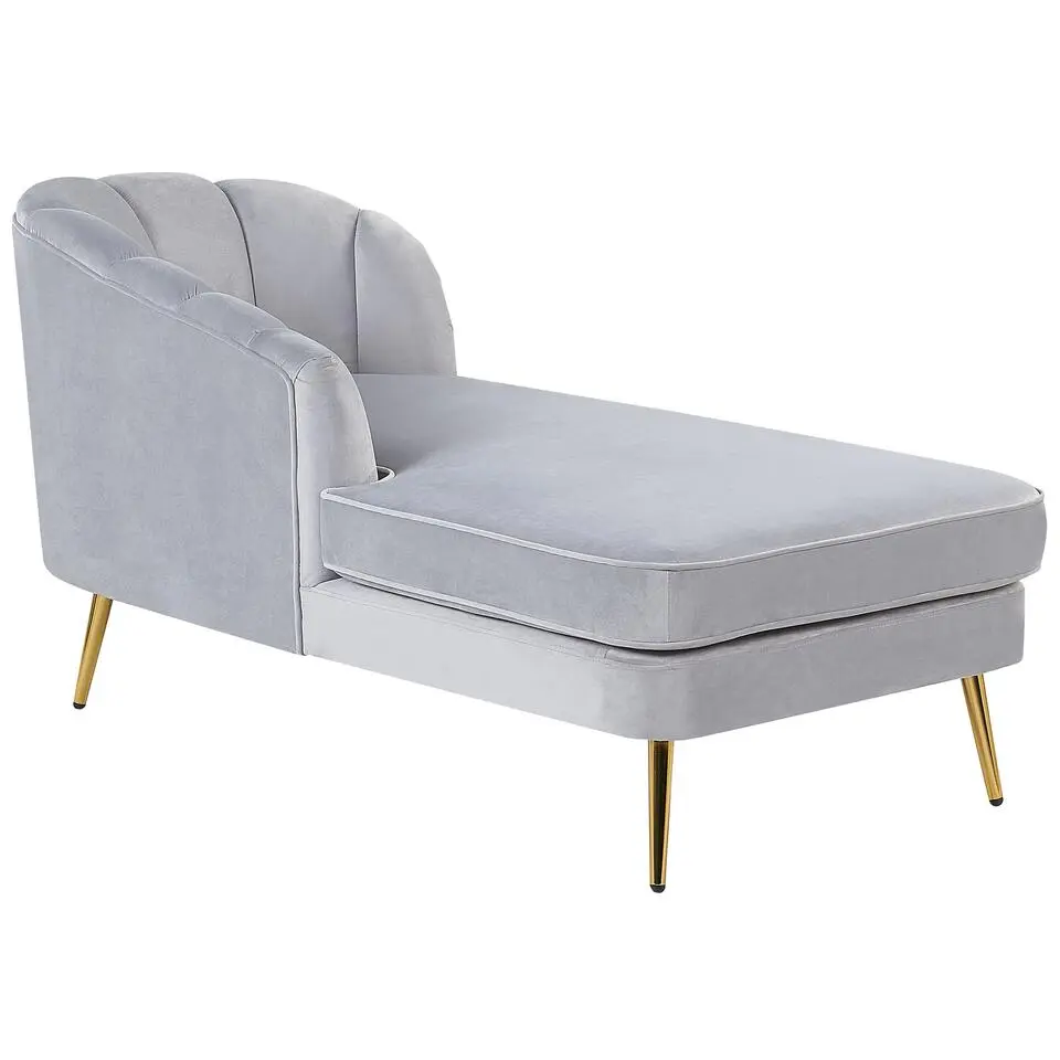 ALLIER - Chaise longue - Grijs - Rechterzijde - Fluweel