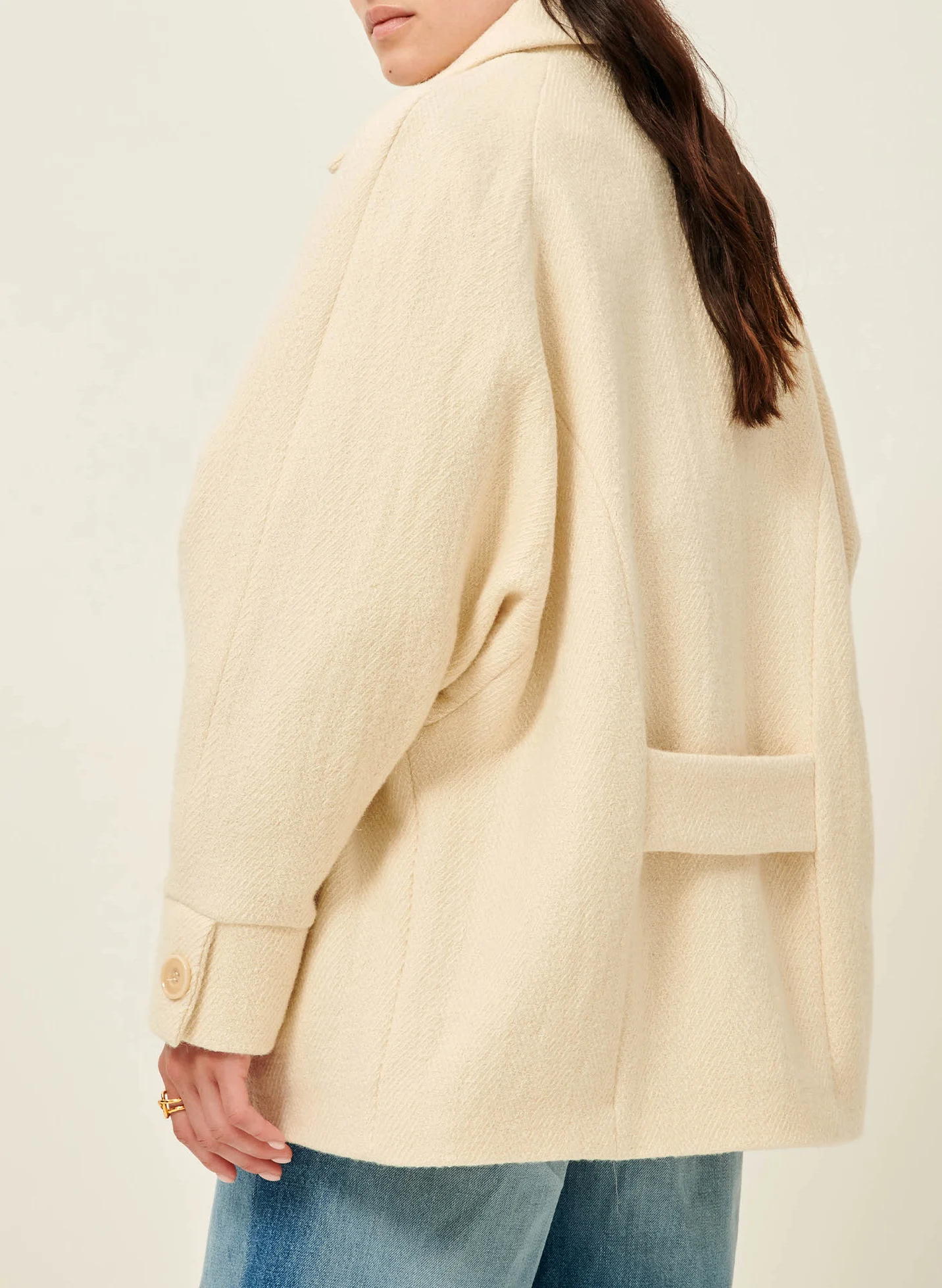 CHEF - Caban col classique en coton et laine| Beige