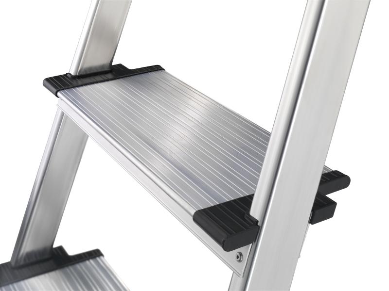 Hailo Stehleiter L80 Comfort Line 6 Stufen Die Alu-Sicherheits-Leiter mit extra tiefen Stufen