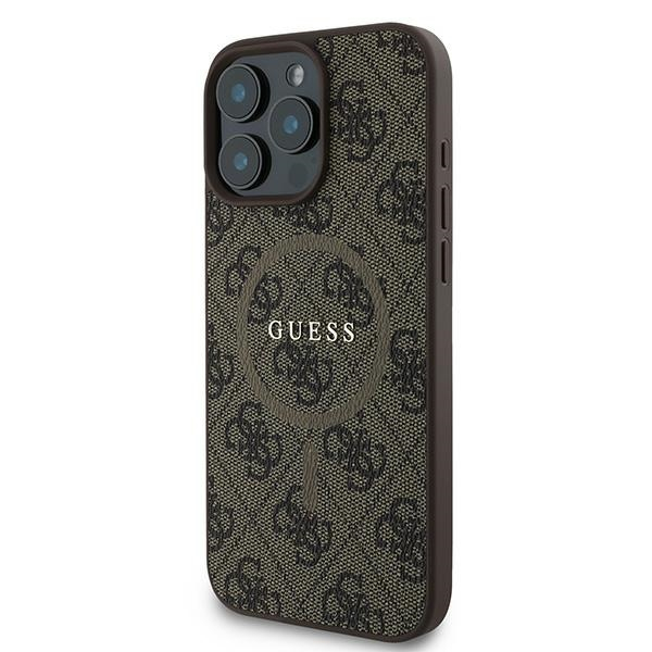 iPhone 16 Pro MagSafe Leder Hardcase Hülle 4G Ring Classic Logo (GUHMP16LG4GFRW) - Braun