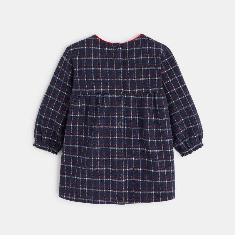 Robe carreaux cerises bleue bébé fille Bleu