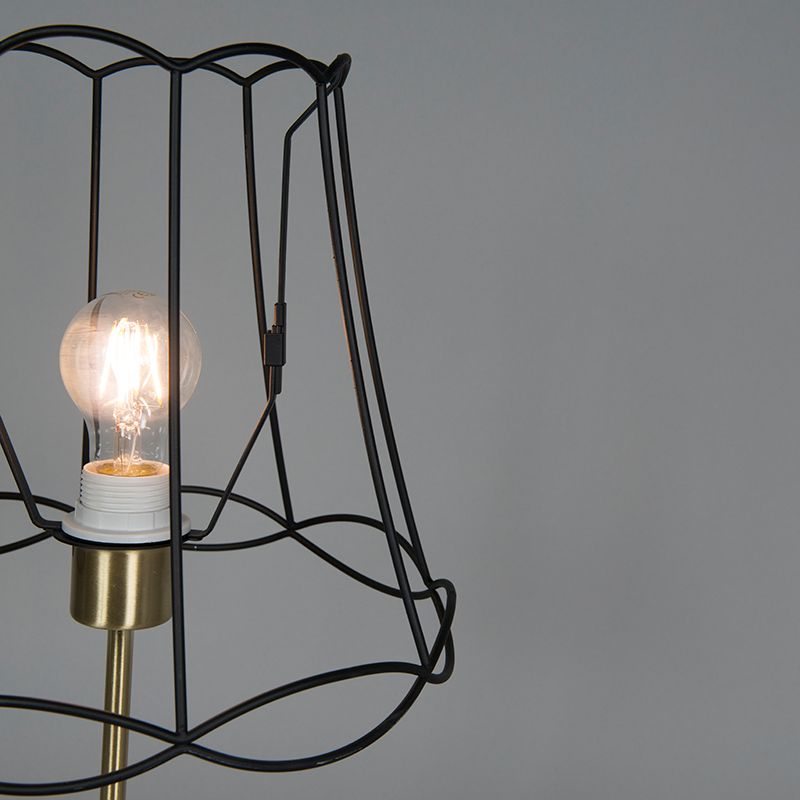 Retro tafellamp messing met Granny frame zwart 30 cm - Kaso