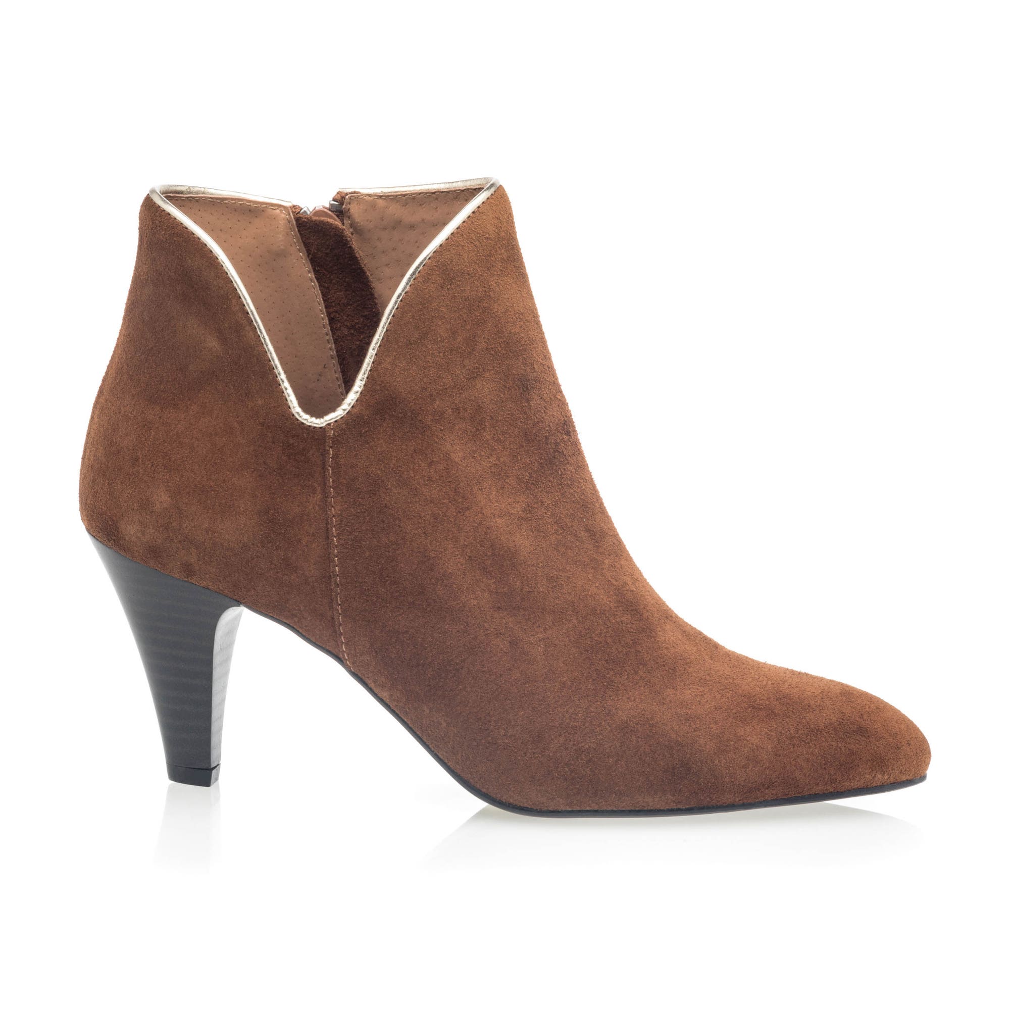 Bottines à talon Femme en cuir camel