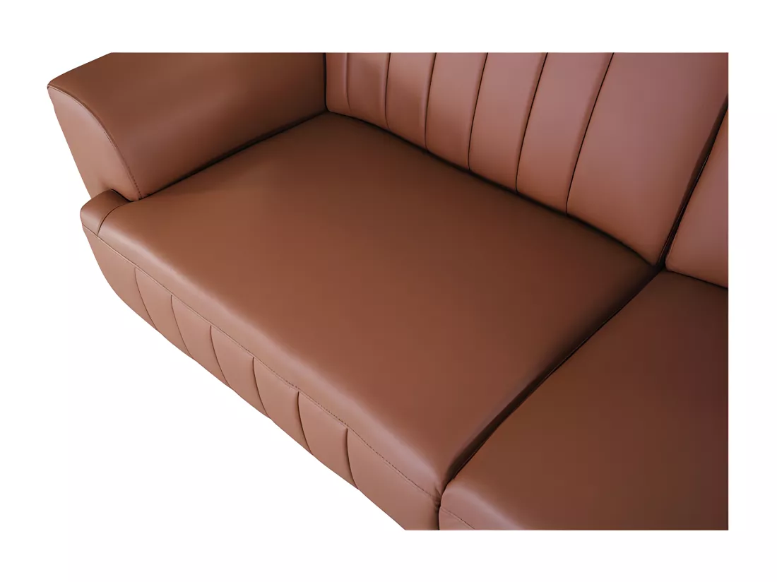 Canapé 3 places Cuir ROMY Cognac - Angle Droit
