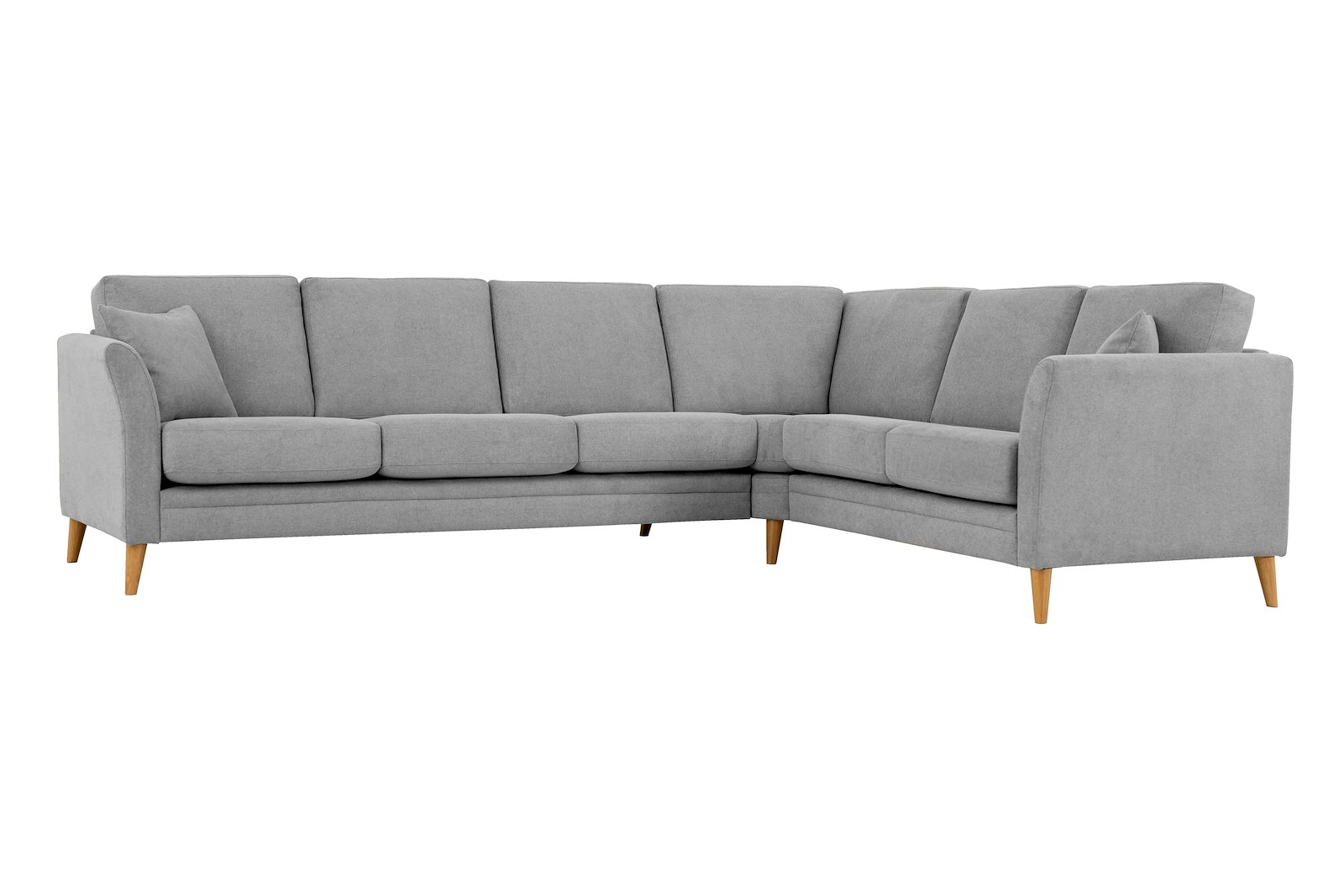 Eden hjørnesofa 32 hjørne i tekstil Brooklyn 3/1 Light Grey med ben i eik natur (15137).