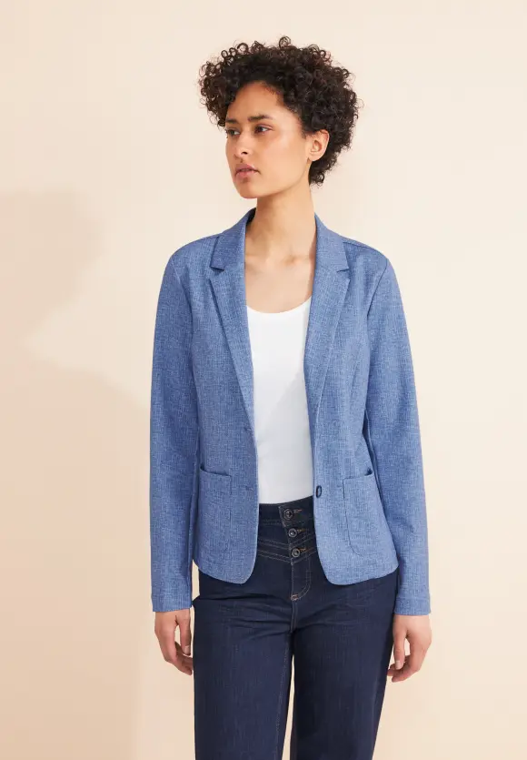 Kurzer Melange Blazer - dahlia blue