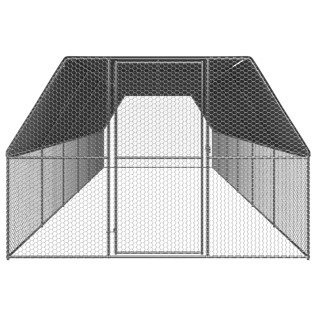 Poulailler d'extérieur 3 x 12 x 2 m acier galvanisé toit en pe