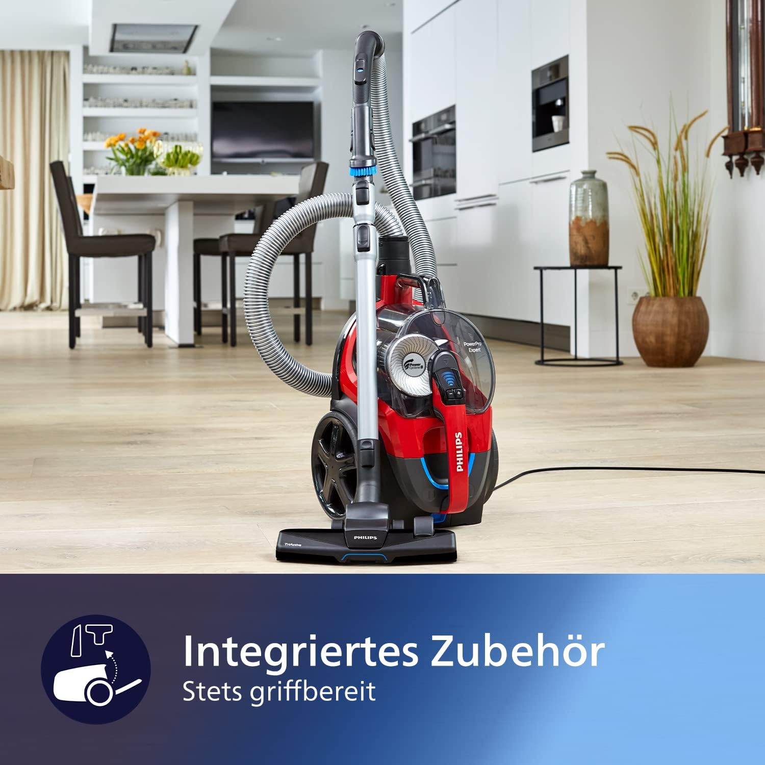 Philips Domestic Appliances FC9729/09 beutelloser Staubsauger PowerPro Expert (900 W, 2 L Staubvolumen, integriertes Zubehör) rot
