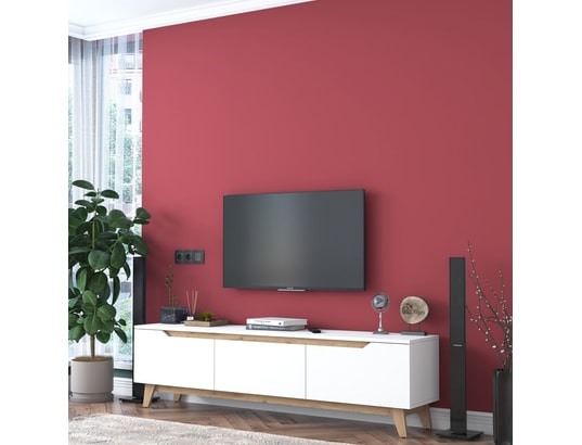 CONCEPT1 - Meuble TV D1 - 2472 Blanc, Noyer 180 x 48,6 x 35
