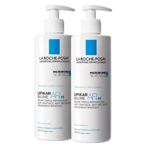 Conjunto de 2 frascos de 400ml cada do perfume La Roche-Posay Lipikar Baume AP+M.