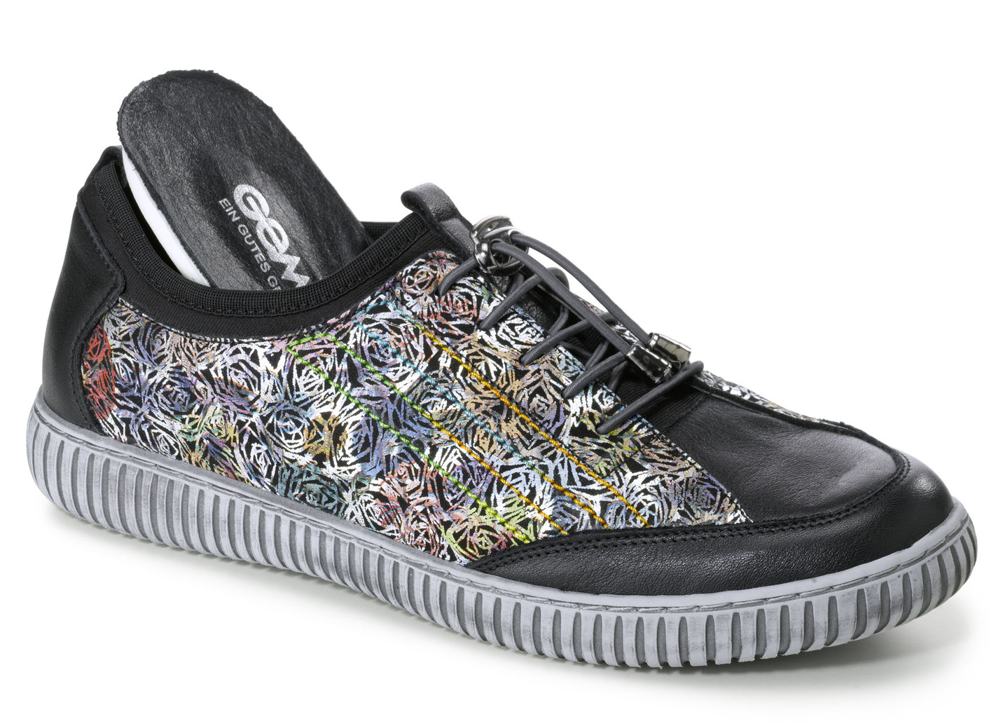 Gemini Sneaker aus teilweise floral bedrucktem Rindleder