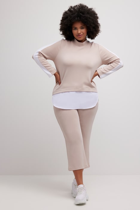 Sweatshirt, Blusensaum, Stehkragen, Langarm