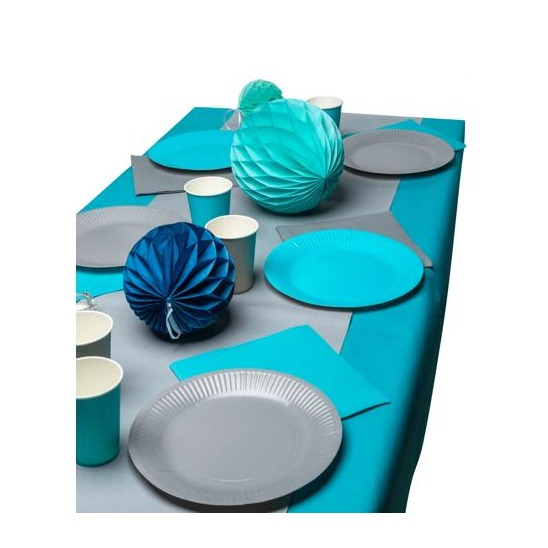 (15er Set) Pappbecher Einweg Papier Becher Party Geschirr Tisch Deko (89116I) - Türkis