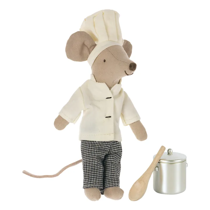 Maileg Doudou souris chef avec sa cuillère et son pot à soupe