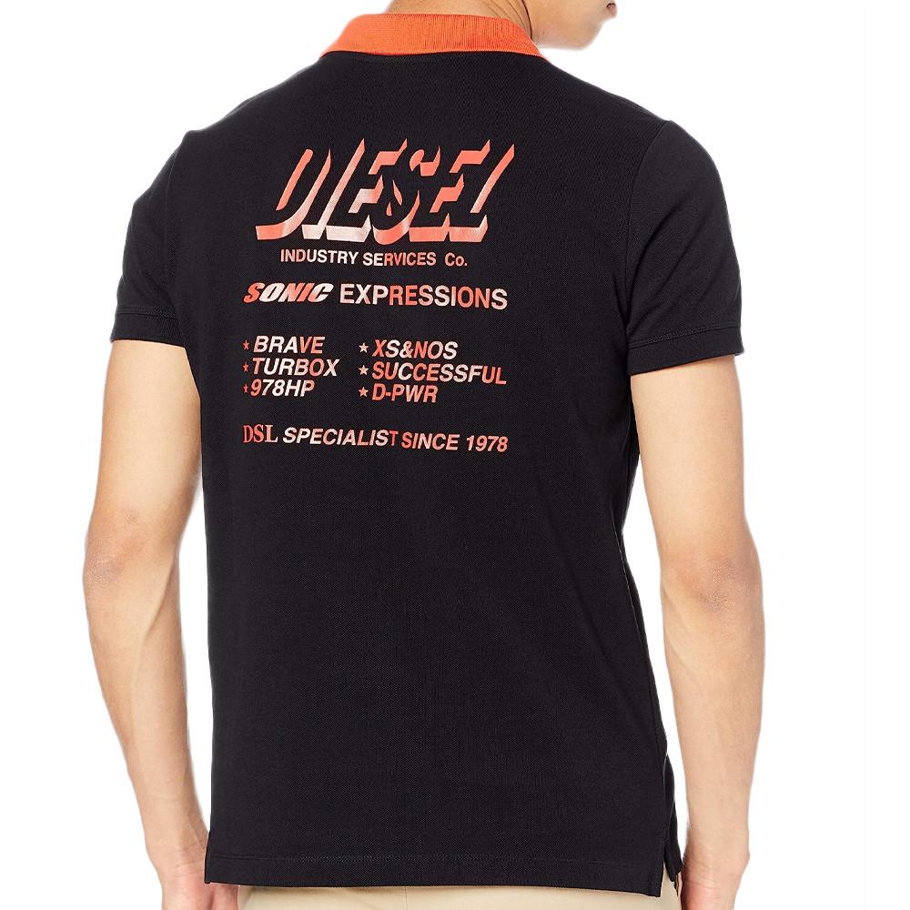 Diesel Polo Noir/Orange Homme Diesel Maglietta