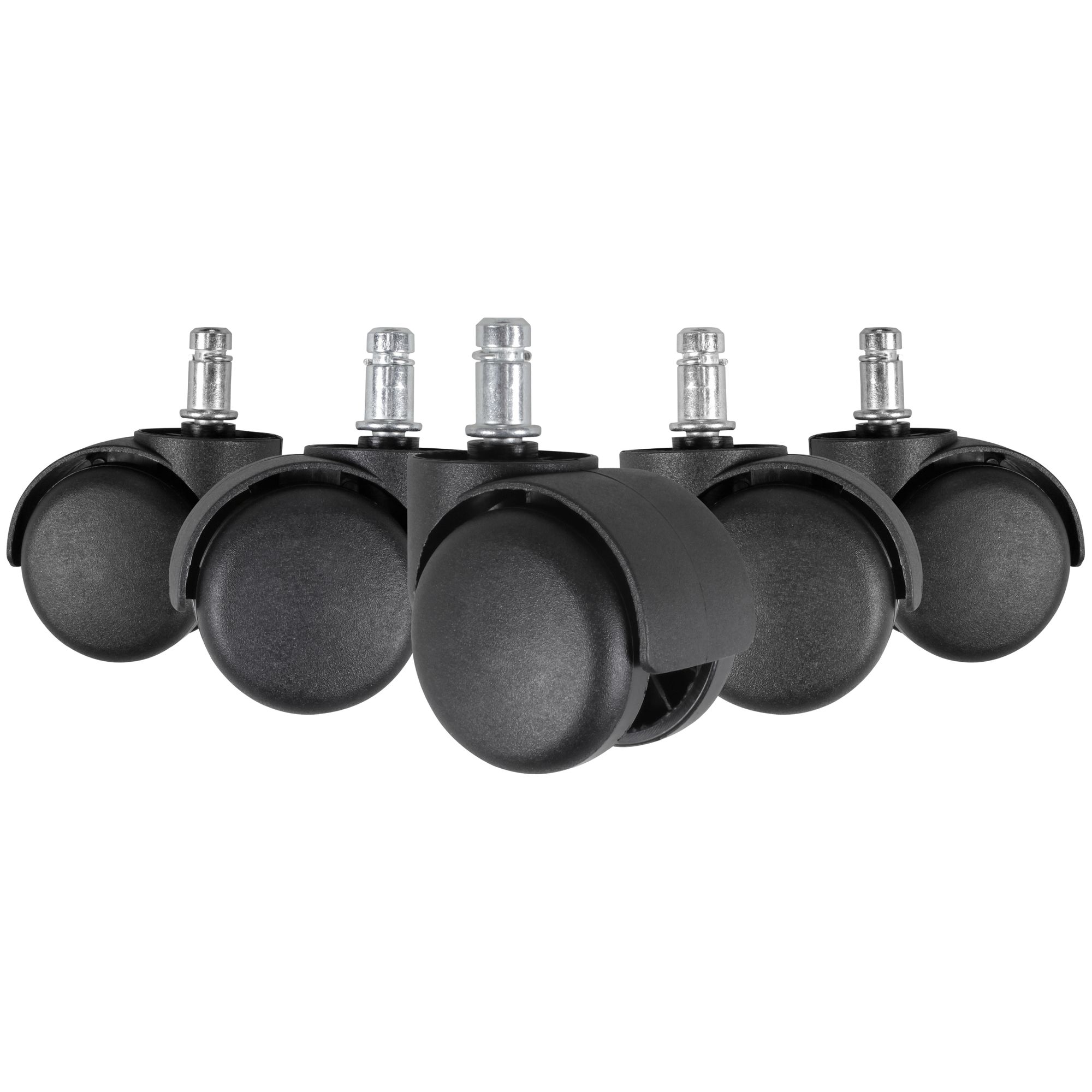 KADIMA DESIGN Gebremste Bürostuhlrollen für Teppichböden: 5er Set, 50 mm Durchmesser, Kunststoff, geeignet für Teppich/Filz.