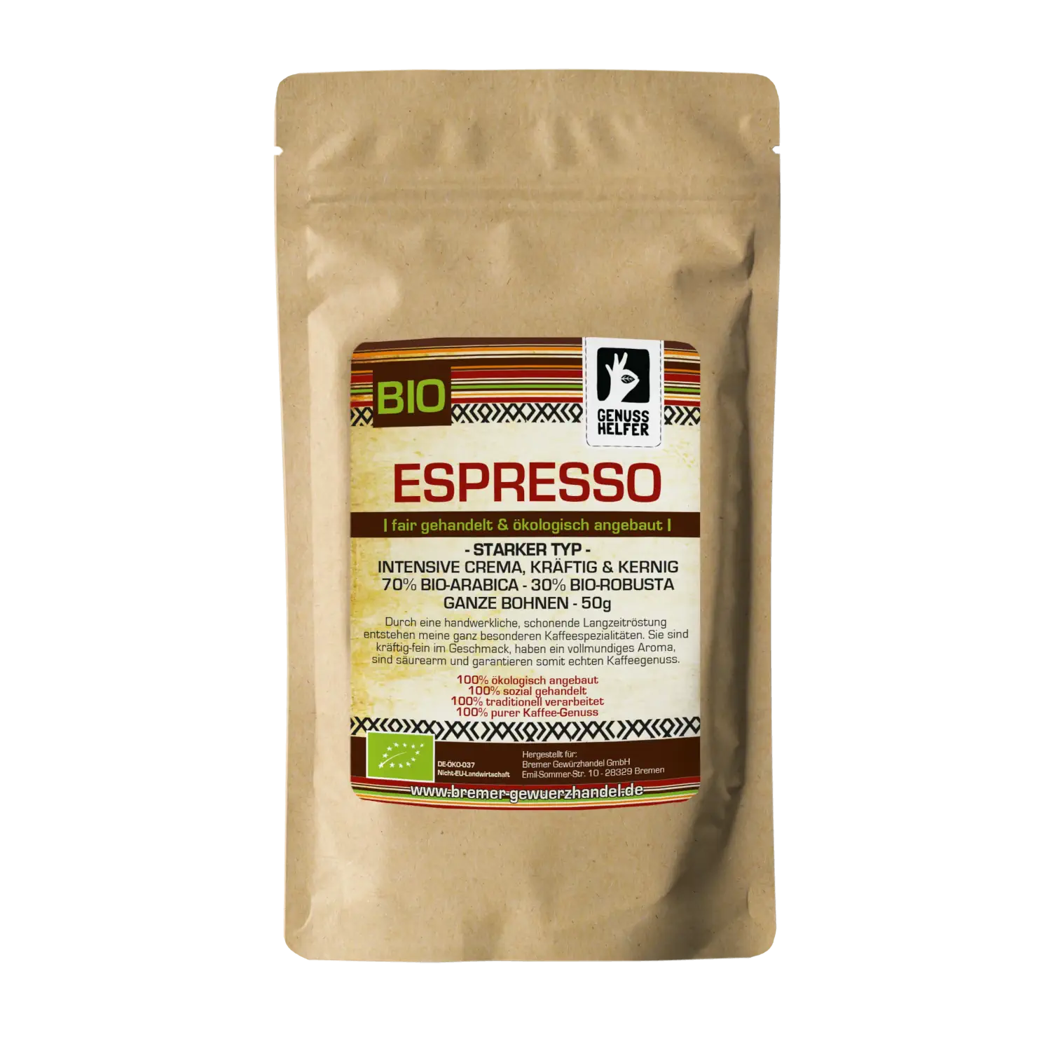 Espresso Crema, starker Typ, BIO, ganz, 50g