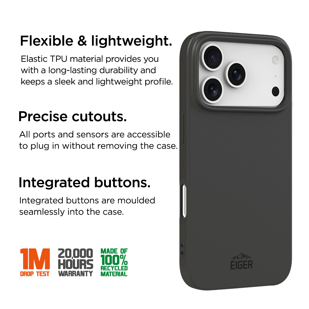 iPhone 17 Pro Max Grip Case Gummi Schutzhülle (EGCA00891) - Schwarz