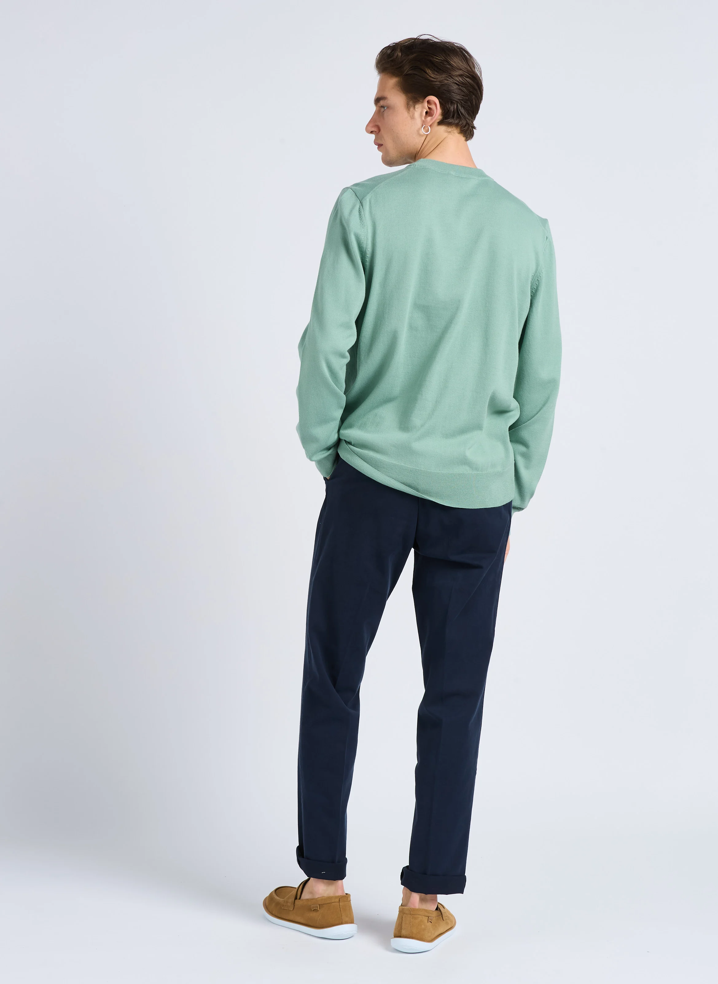 Pantalon à pinces regular-fit en coton | Bleu