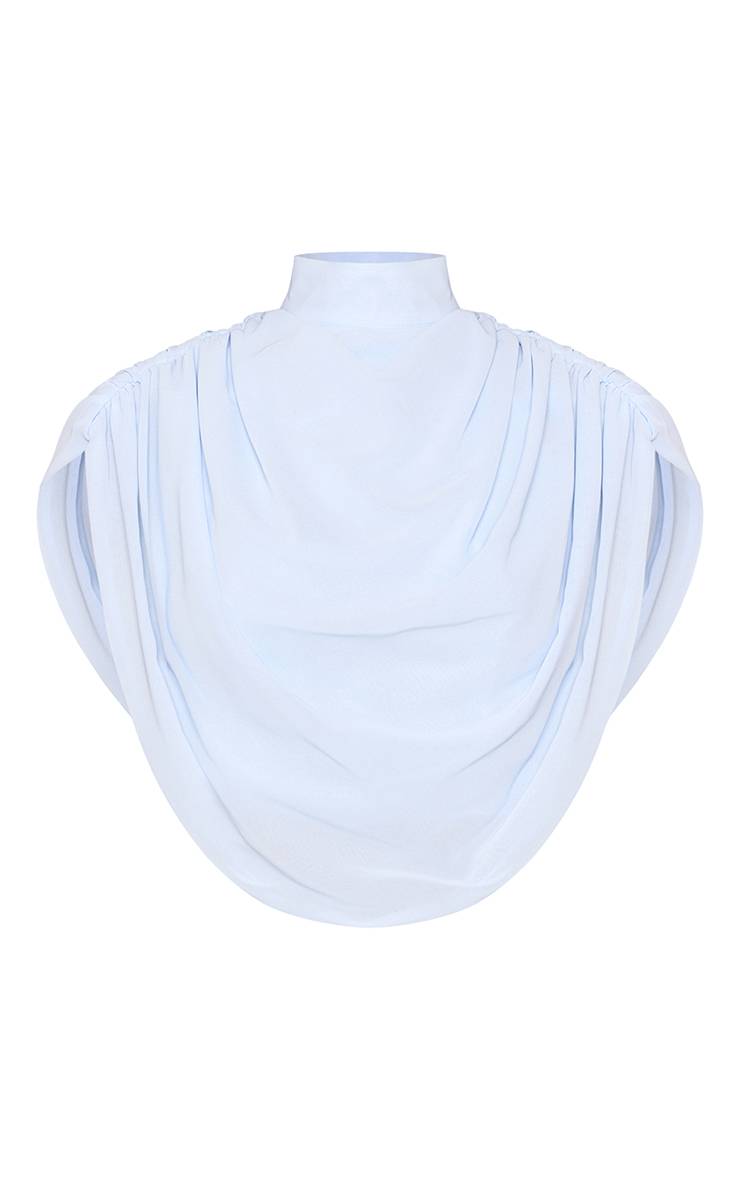 Bleu Layette Haut Co-ord Tall En Mousseline À Col Montant Plissé Drapé