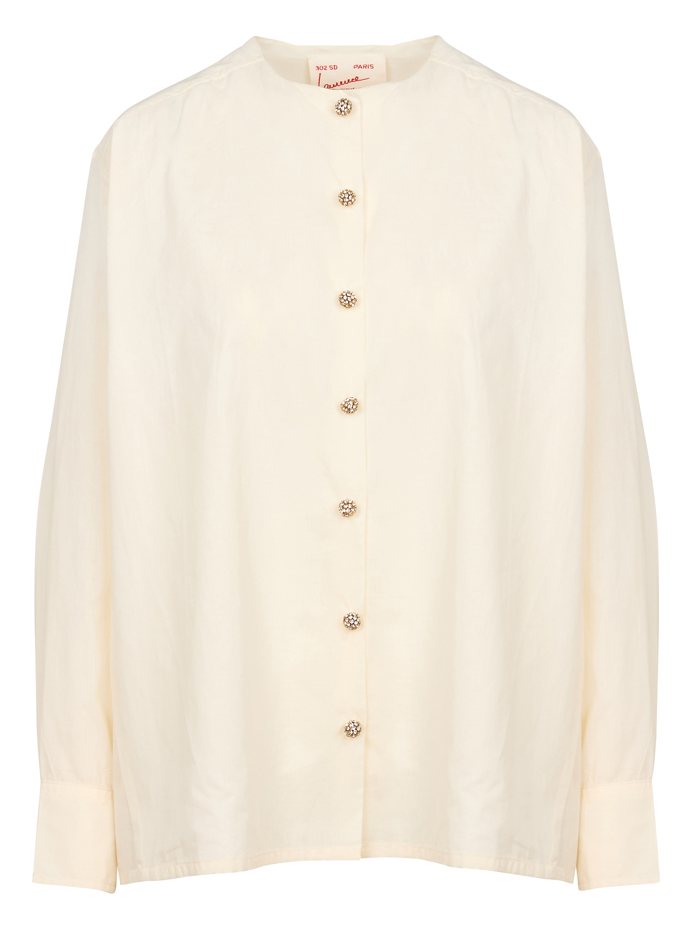 RAMPLINGO - Chemise col rond ample en coton | Blanc