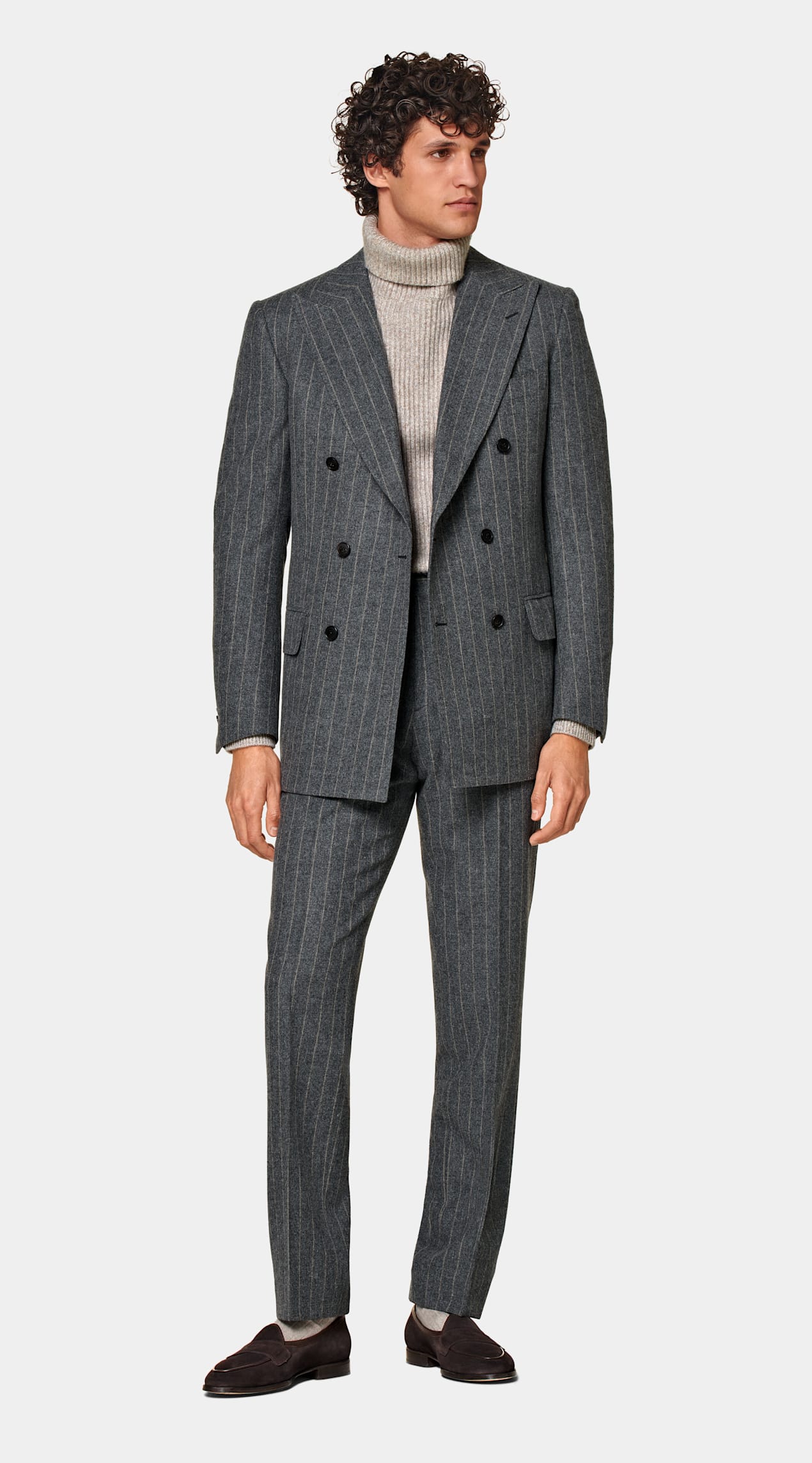 Costume Milano coupe Tailored gris foncé à rayures