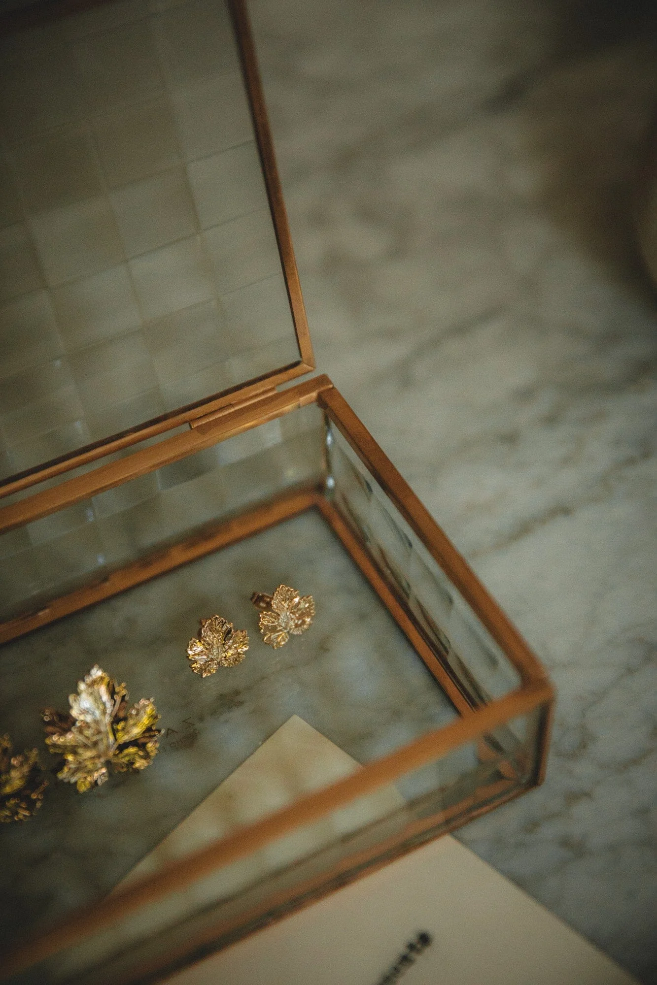 HÉRA - Boucles d'oreilles puces feuilles doré à l'or fin | Doré