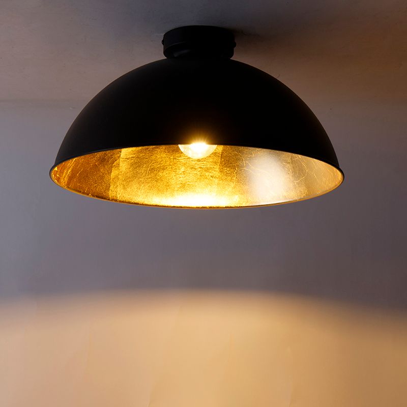 Plafondlamp zwart met goud 42 cm verstelbaar - Magnax