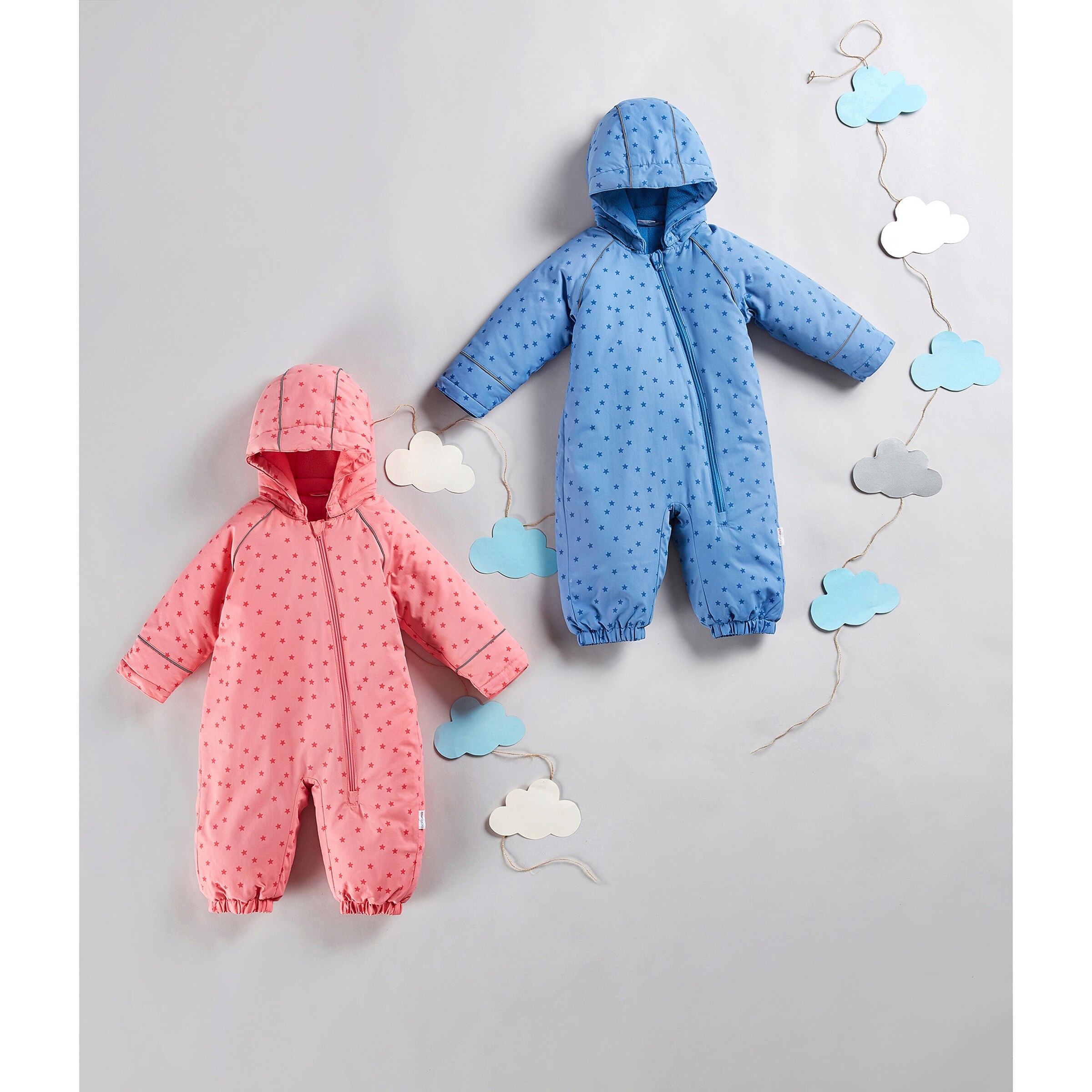 Bornino Schneeoverall mit Kapuze Sterne rose
