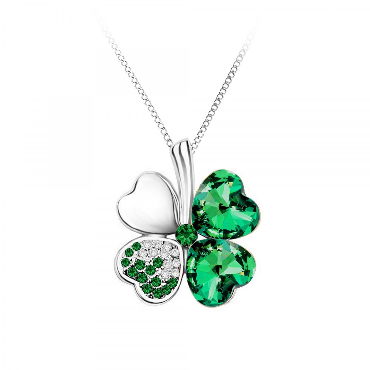 Collier trèfle vert SC Crystal orné de Cristaux scintillants