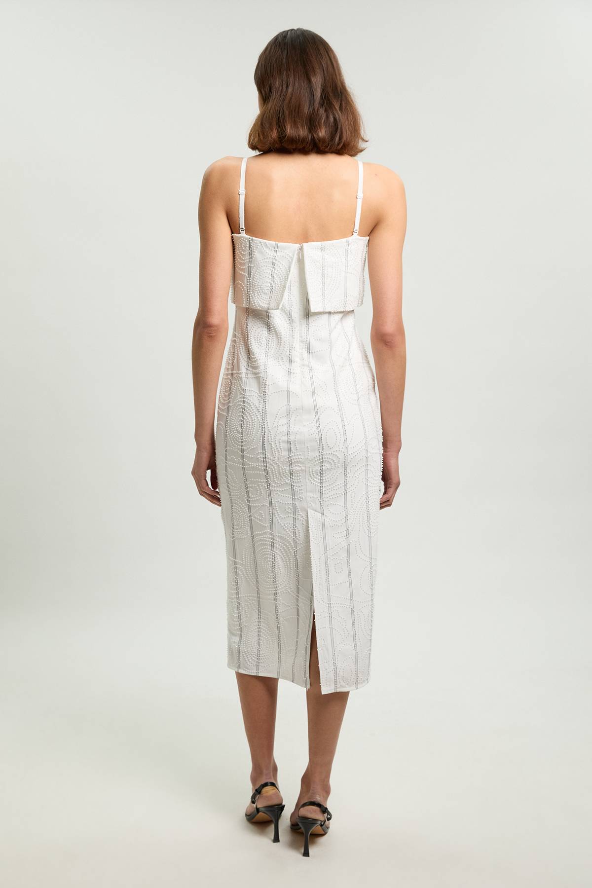 KarenMillen Robe Midi Ajustée Bandeau À Rayures Fines Texturées