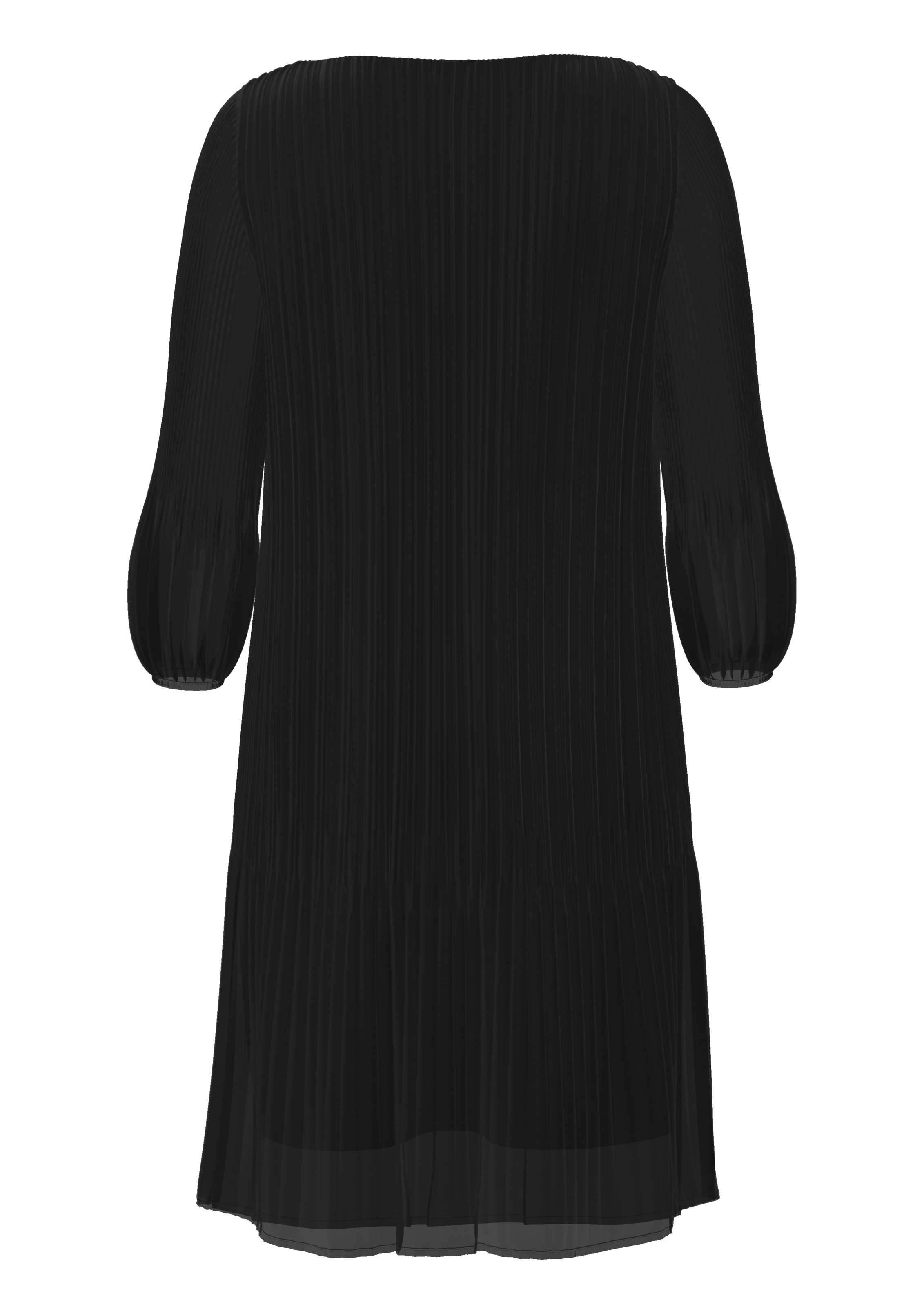 s.Oliver BLACK LABEL Plisseekleid Ohne Taschen halbtransparent mit U-Boot-Ausschnitt